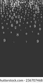 Scattered numbers. White chalk digits flying chaotic. Back to school mathematics banner on blackboard background. Falling numbers vector illustration.