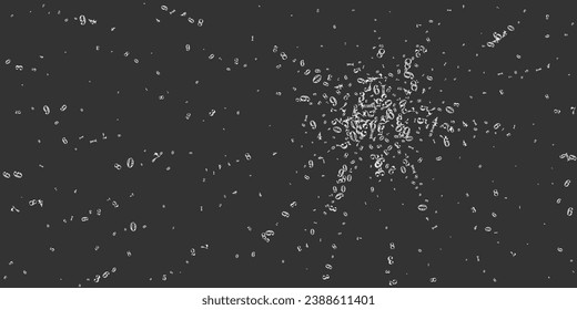 Scattered numbers. White chalk digits flying chaotic. Back to school mathematics banner on blackboard background. Falling numbers vector illustration.