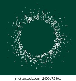 Scattered numbers. White chalk digits flying chaotic. Back to school mathematics banner on blackboard background. Falling numbers vector illustration.