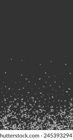Scattered numbers. White chalk digits flying chaotic. Back to school mathematics banner on blackboard background. Falling numbers vector illustration.