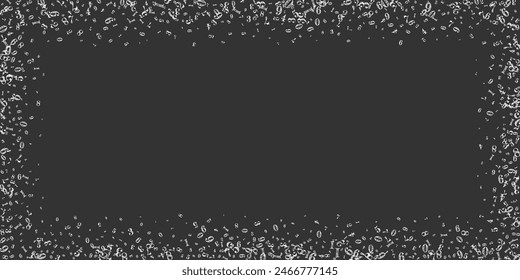 Números dispersos. Dígitos de tiza blanca volando caótico. Anuncio de matemáticas de vuelta a la escuela en el fondo de pizarra. Ilustración vectorial de números en caída.