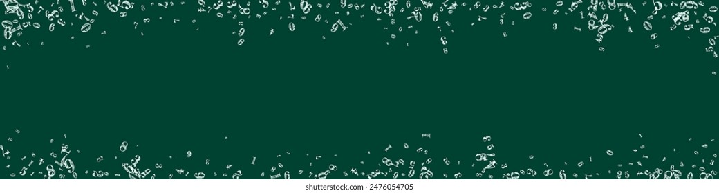 Números dispersos. Dígitos de tiza blanca volando caótico. Anuncio de matemáticas de vuelta a la escuela en el fondo de pizarra. Ilustración vectorial de números en caída.