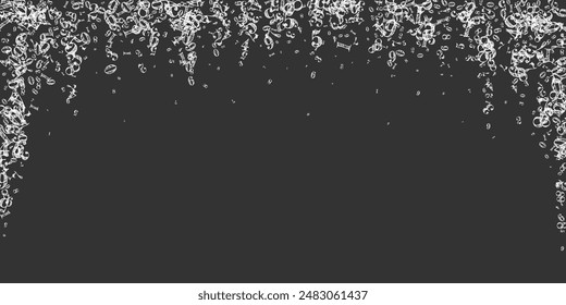 Scattered numbers. White chalk digits flying chaotic. Back to school mathematics banner on blackboard background. Falling numbers vector illustration.