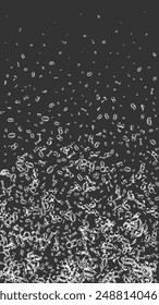 Scattered numbers. White chalk digits flying chaotic. Back to school mathematics banner on blackboard background. Falling numbers vector illustration.
