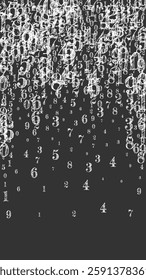 Scattered numbers. White chalk digits flying chaotic. Back to school mathematics banner on blackboard background. Falling numbers vector illustration.