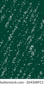 Números dispersos. Dígitos de giz branco voando caóticos. De volta à escola de matemática banner sobre fundo quadro-negro. Ilustração do vetor de números decrescentes.