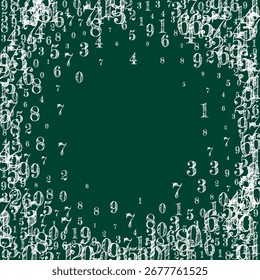 Scattered numbers. White chalk digits flying chaotic. Back to school mathematics banner on blackboard background. Falling numbers vector illustration.