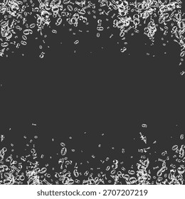 Números dispersos. Dígitos de giz branco voando caóticos. De volta à escola de matemática banner sobre fundo quadro-negro. Ilustração do vetor de números decrescentes.