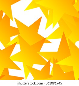 Scattered, orange stars seamless pattern. Vector illustration.