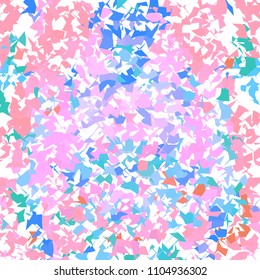 Scattered overlapping random shapes geometric pattern in pink and blue tones. Abstract textured background. Vector illustration