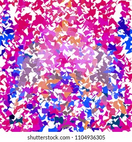 Scattered overlapping random shapes geometric pattern in pinky tones. Abstract textured background. Vector illustration