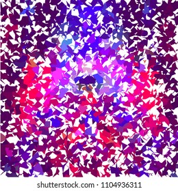 Scattered overlapping random shapes geometric pattern in pinky and purple tones. Abstract textured background. Vector illustration