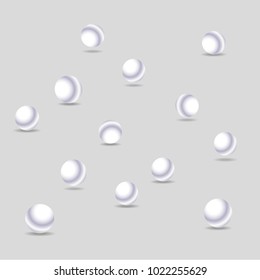 Scattered pearls on a gray background. Vector illustration.