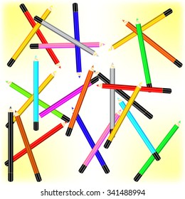 Scattered pencils vector background.