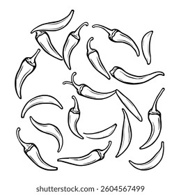 Scattered Pink Chili Peppers Illustration Design