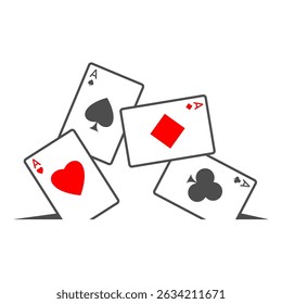 Scattered playing cards vector icon, minimal flat design
