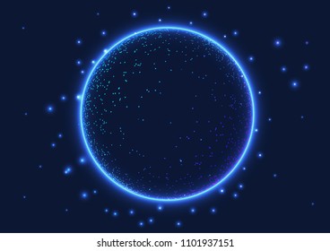 Scattered points composed of spheres, meaning technology, the Internet, internationalization, globalization; 