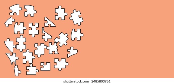 scattered puzzle pieces.
the idea of ​​going from the part to the whole.