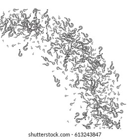 Scattered question marks on  white background . Vector illustration.