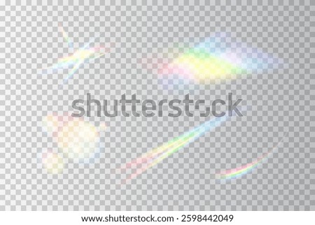 A scattered rainbow light glow, diffused and gentle, on a checkered transparent background.