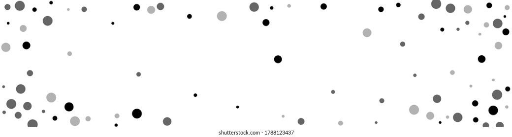 Scattered random black dots. Dark points dispersion on white background. Beauteous grey spots dispersing overlay template. Exceptional vector illustration.