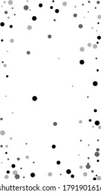 Scattered random black dots. Dark points dispersion on white background. Authentic grey spots dispersing overlay template. Great vector illustration.