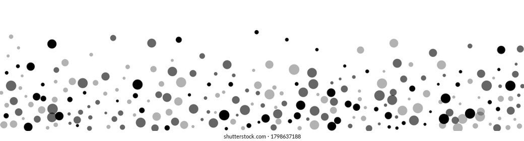 Puntos negros dispersos al azar. Dispersión de puntos oscuros sobre fondo blanco. Bellas manchas grises dispersando la plantilla superpuesta. Ilustración vectorial completa.