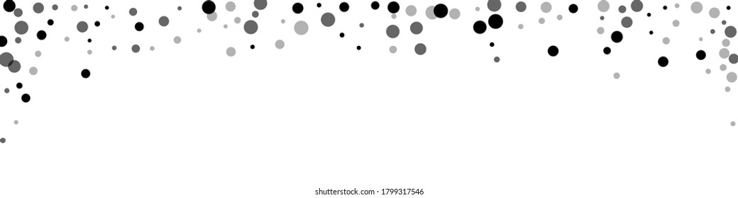 Geschlagene, zufällige schwarze Punkte. Dunkle Punktverteilung auf weißem Hintergrund. Schöne graue Flecken, die die Overlay-Vorlage auflösen. Cute Vektorgrafik.