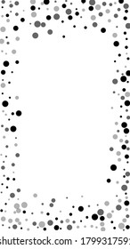 Geschlagene, zufällige schwarze Punkte. Dunkle Punktverteilung auf weißem Hintergrund. Authentische graue Flecken, die die Überlagerungsvorlage auflösen. Gelegentliche Vektorgrafik.