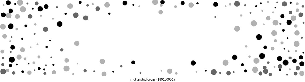 Scattered random black dots. Dark points dispersion on white background. Beauteous grey spots dispersing overlay template. Exquisite vector illustration.