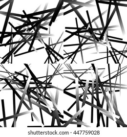 Scattered, random lines. Set of 4 patterns, monochrome abstract geometric illustrations.