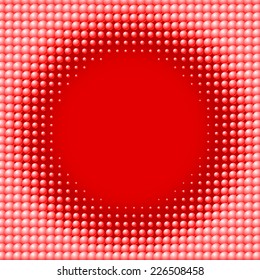 Scattered red balls frame with circular structure