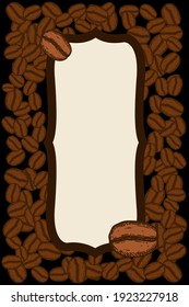 Getrennte geröstete Kaffeebohnen leere Vintage Rahmen. Grafische Café-Menü Vorlage Vektorgrafik.