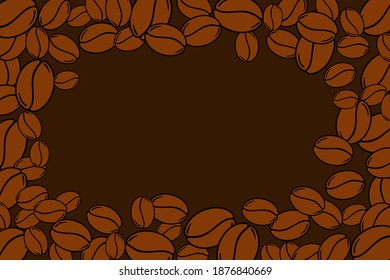 Café asado disperso frijol blanco oscuro. Ilustración vectorial de plantilla de menú café gráfico.
