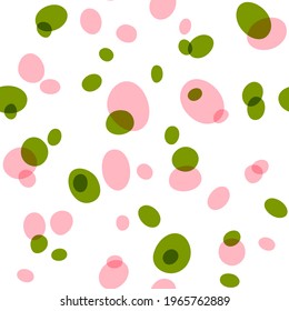 Scattered round spots seamless pattern. Simple endless print. Vector illustration. Repeated rounded spots stains seamless pattern drawn by hand. Girlish design, baby clothing fabric print.