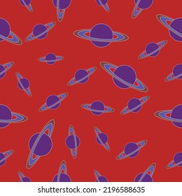 A scattered Saturn planet seamless repeating pattern design isolated on a square background