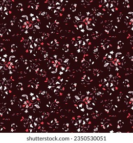 Scattered Small leaves and flowers pattern