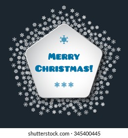Scattered snowflakes under the geometric retro frame