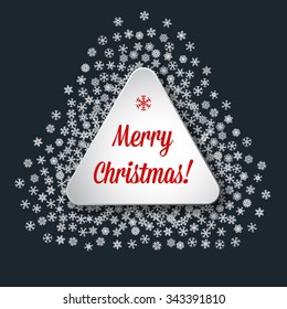 Scattered snowflakes under the triangular retro frame
