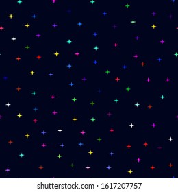 Scattered Sparkling Stars Seamless Pattern, Colorful Stars, Vector Illustration EPS 10.
