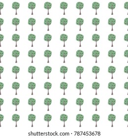 Scattered Trees. Tree landscape seamless background. Vector Illustration. Holiday Card. For cards, backgrounds, wallpaper, wrapping, etc.