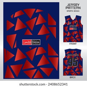 scattered triangle pattern design, illustration, textile background for sports t-shirt, football jersey shirt mockup for football club. consistent front view