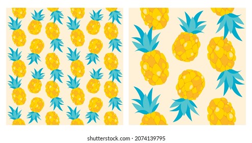 scattered tropical fruits. pineapples endless pattern. vector illustration of pineapple.