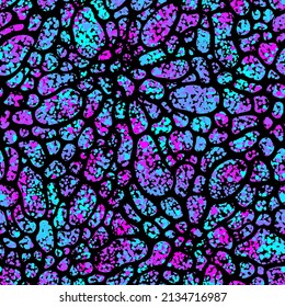 Scattered ultra violet spots alien animal skin. Vector graphics spotted texture. Seamless pattern background. Stylish design for wrapping paper, wallpaper, dress or bed linen textile print