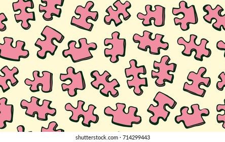 Scattered vibrant pink cut kid scheme isolated on white backdrop. Bright red color ink hand drawn object sketchy in art retro scribble style. Closeup detail view with space for data text