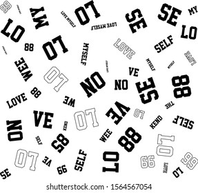 Scattered word groups on white background.T-shirt print design. Perfect for posters, mugs, dress, cards and more!