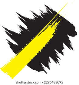 Scattered yellow and black abstract, brush strokes, fat paint strokes.