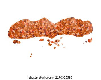 A scattering of crystals of brown or cane sugar. Realistic vector illustration isolated on black background.