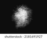 A scattering of crystals of sugar or salt. Realistic vector illustration isolated on black background. 