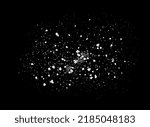 A scattering of crystals of sugar or salt. Realistic vector illustration isolated on black background. 